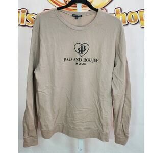 Fashion Nova Beige Graphic Sweatshirt Bad Boujee M